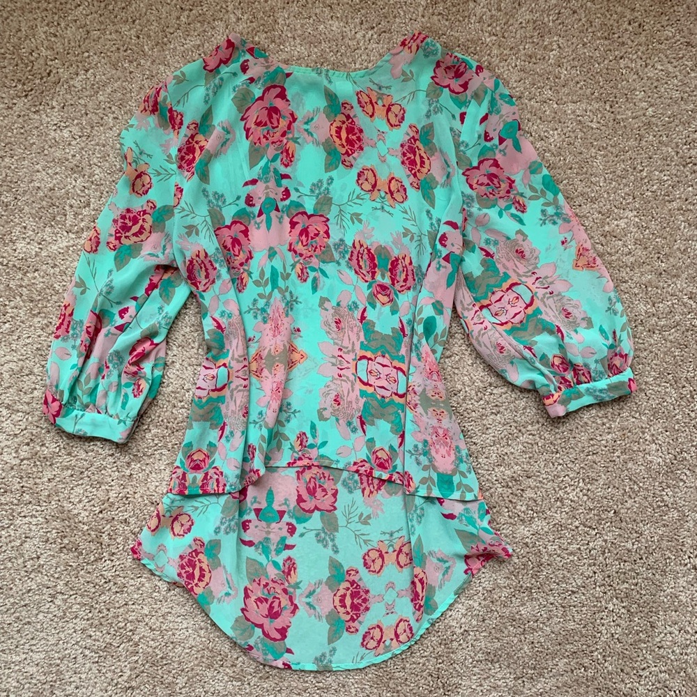 Mint & Pink Floral Blouse